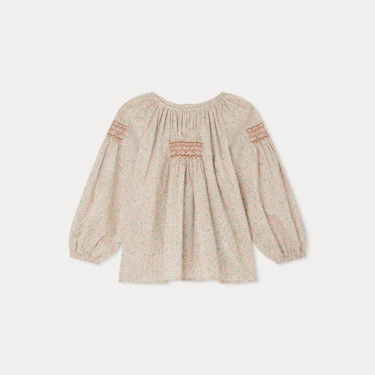 女童粉色碎花棉上衣