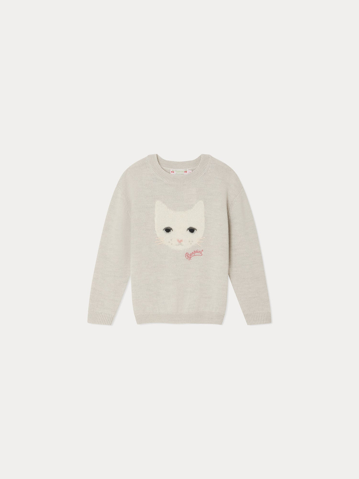 女童灰色猫咪羊毛毛衣