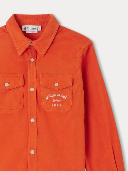 男童橙色灯芯绒衬衫