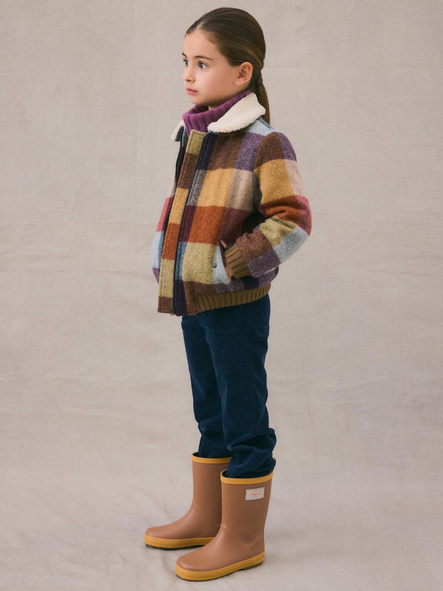 女童深蓝色灯芯绒长裤