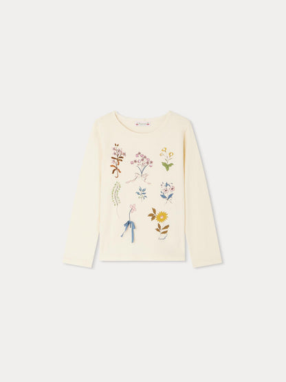 女童白色花朵棉T恤
