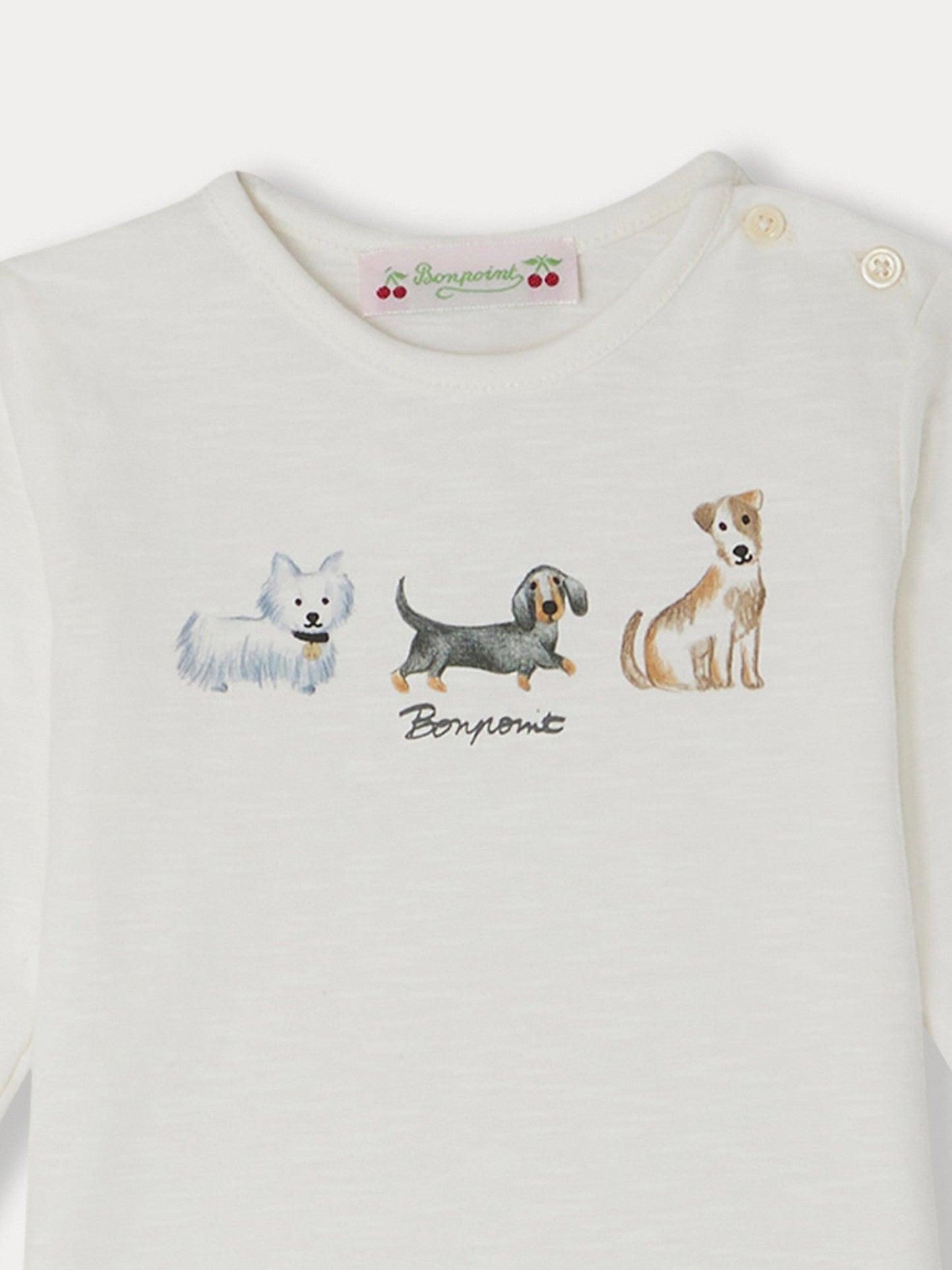 婴儿白色小狗棉T恤