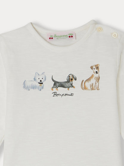 婴儿白色小狗棉T恤