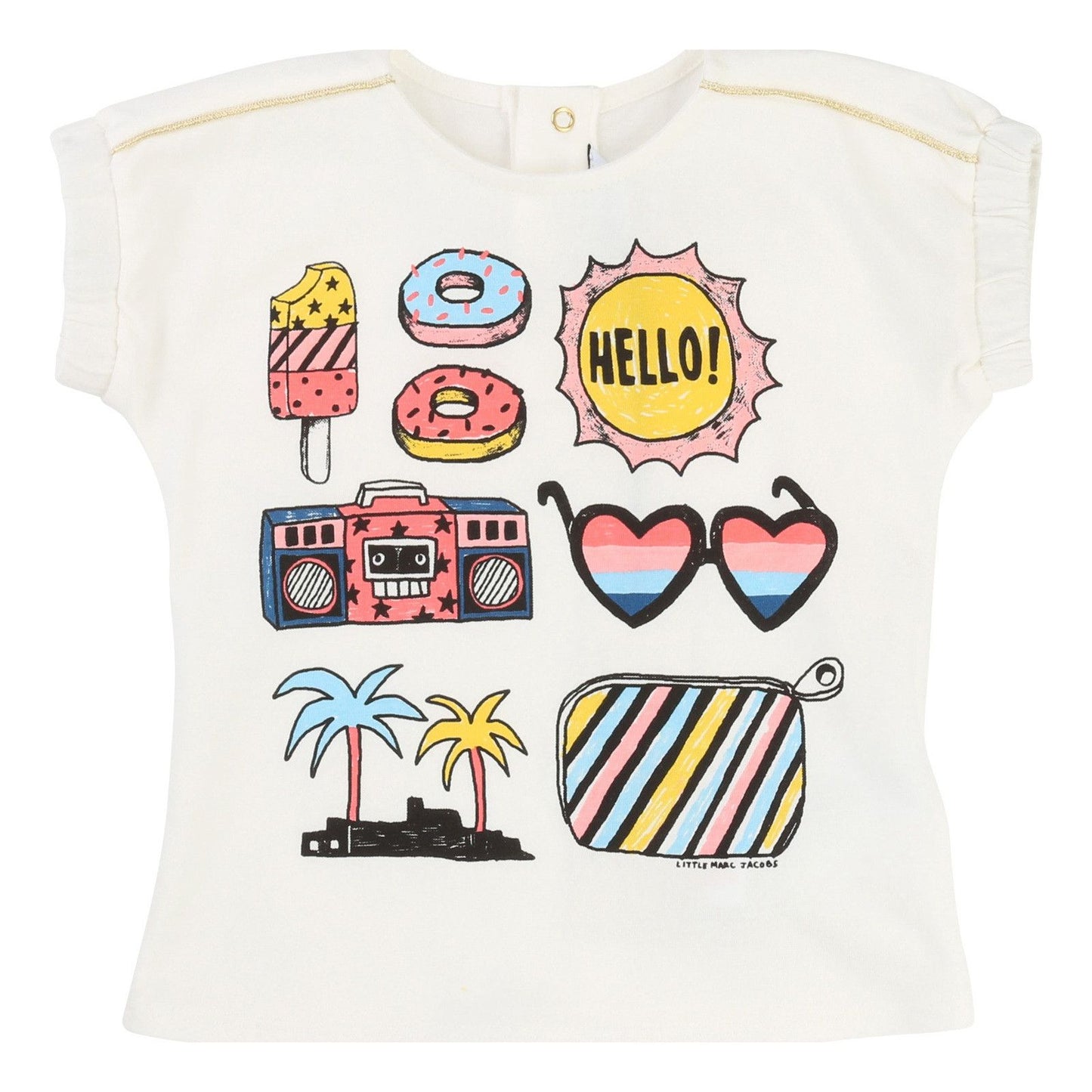Baby Girls Ivory Fancy Illustration Printed T-Shirt