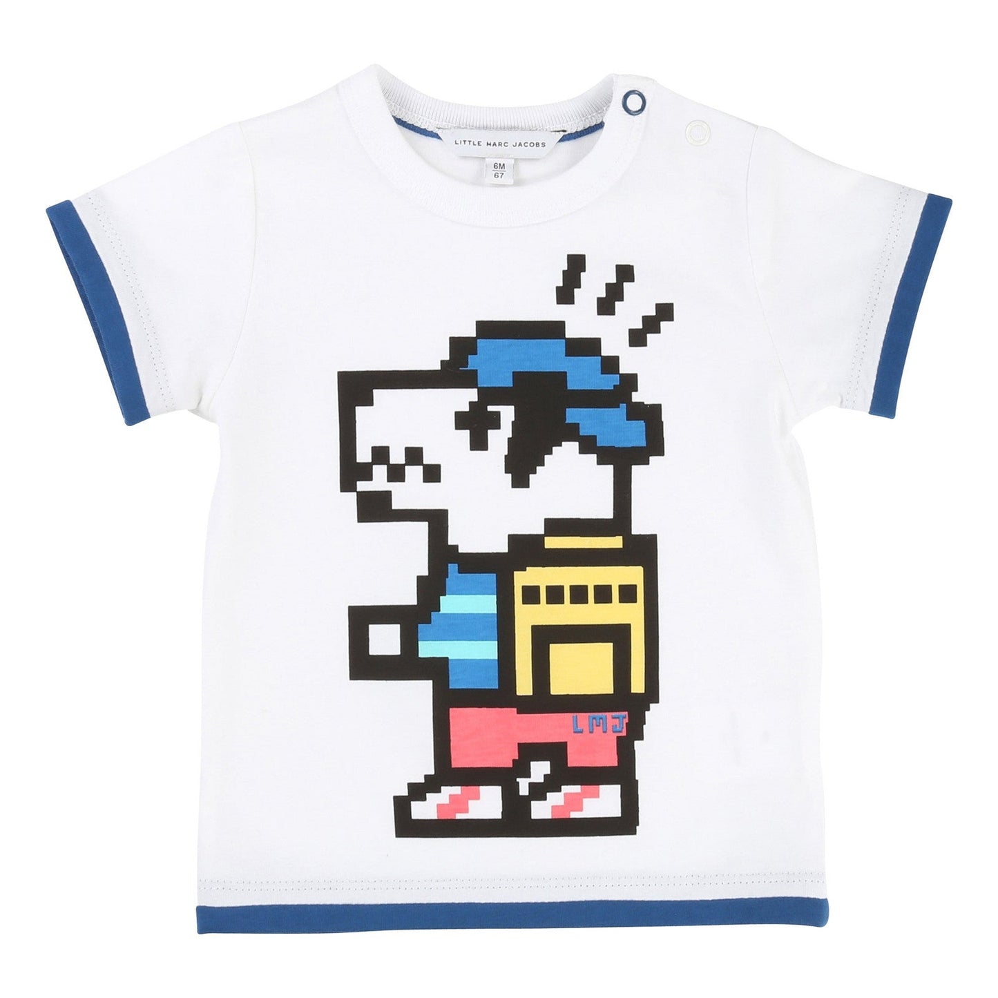 Baby Boys White Fancy Printed Cotton Jersey T-Shirt