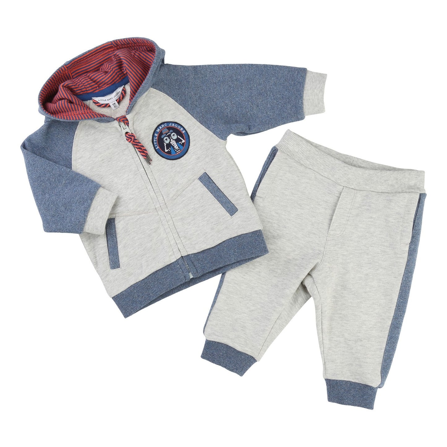 Baby Boys Grey Hooded Zip-up Tops & Bottoms Set