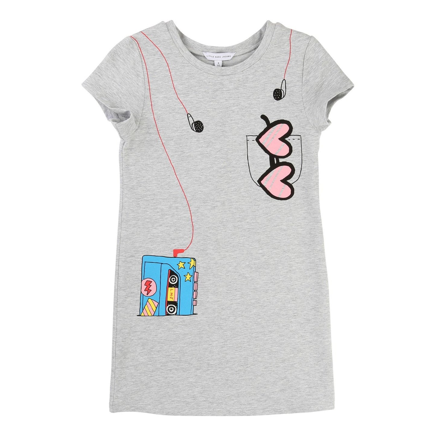 Girls Grey Fancy Illustration Printed Fleece Dress