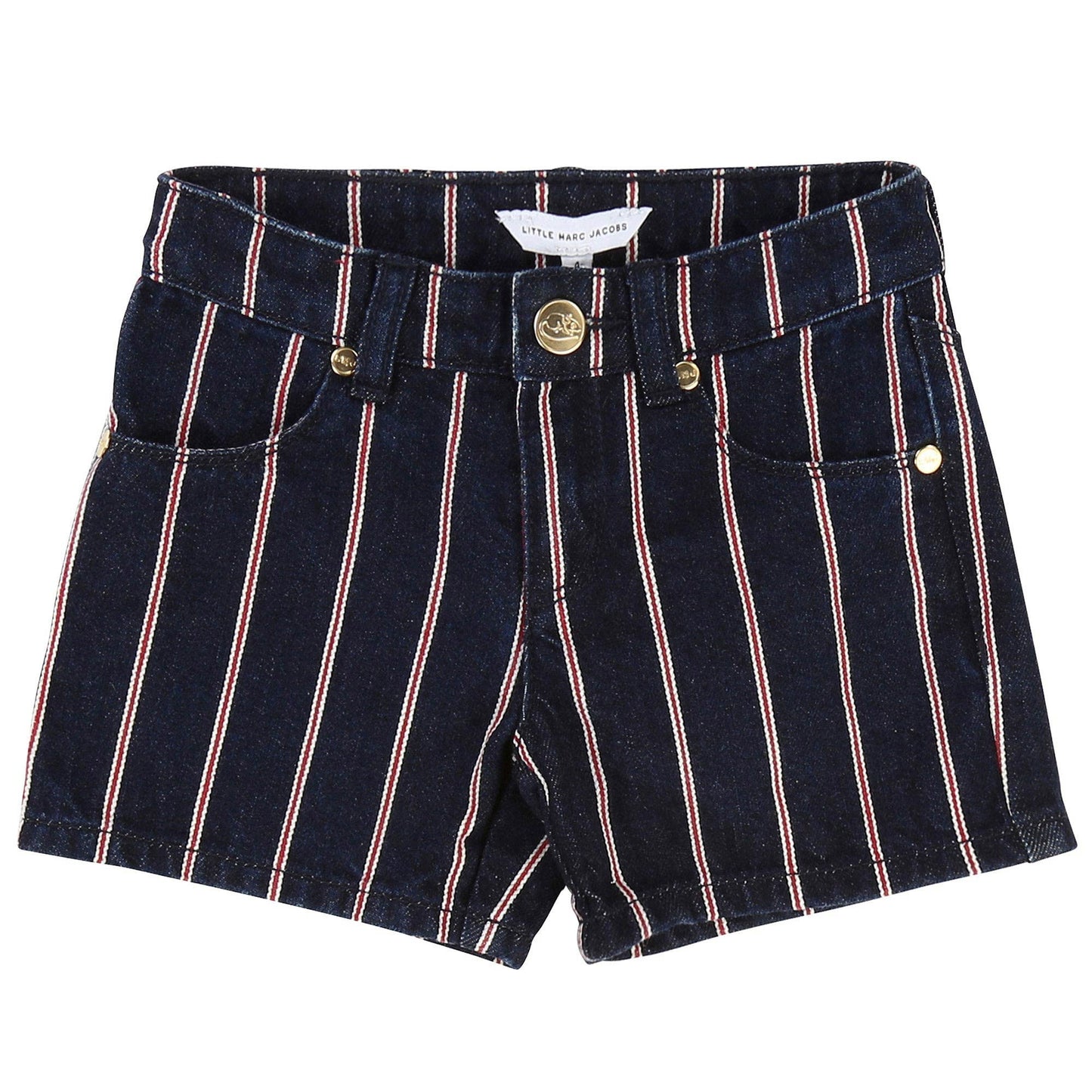 Girls Blue Denim & Red Stripe Shorts