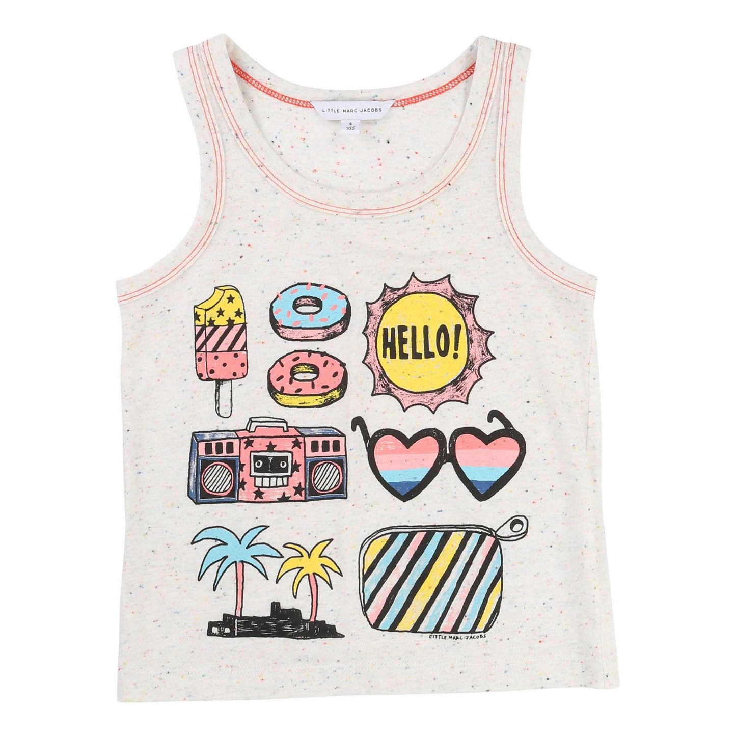 Girls Ivory Fancy Illustration Printed Cotton Vest