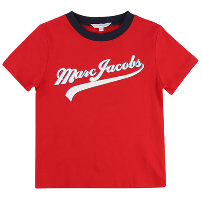 Boys Red Cotton Logo T-Shirt