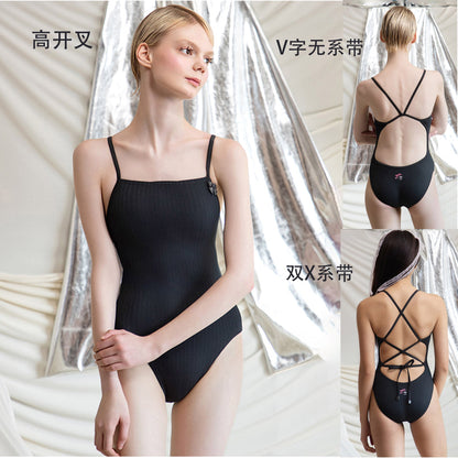 女士黑色专业泳衣