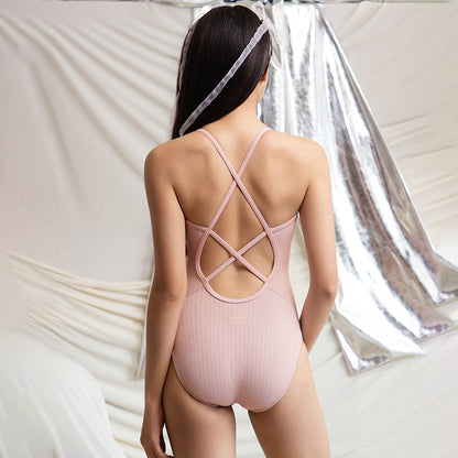 女士粉色专业泳衣
