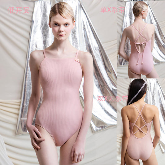 女士粉色专业泳衣