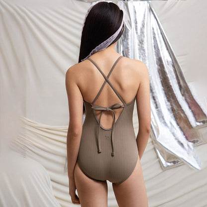 女士摩卡色专业泳衣