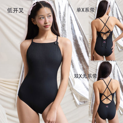 女士黑色专业泳衣