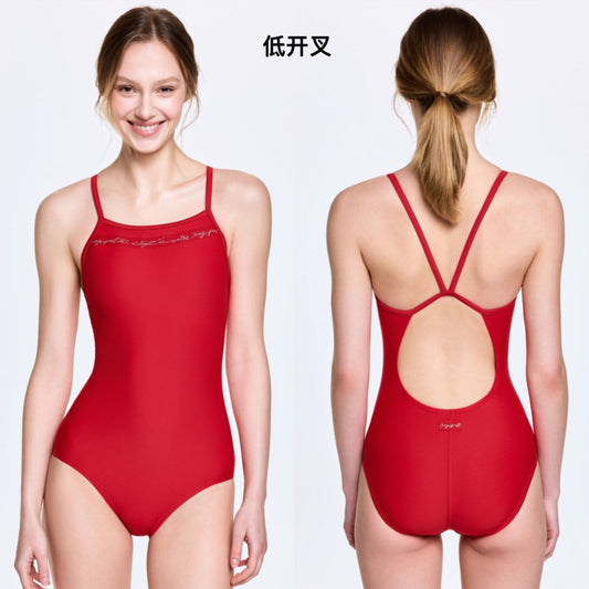 女士红色专业泳衣