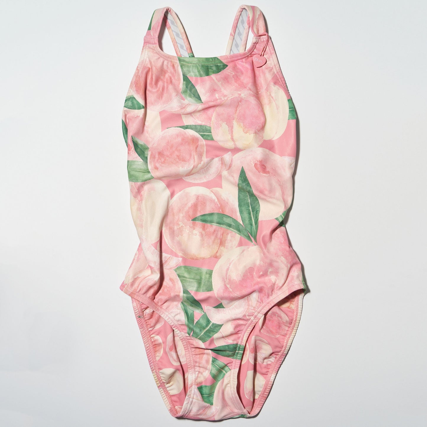 女士桃粉色印花专业泳衣