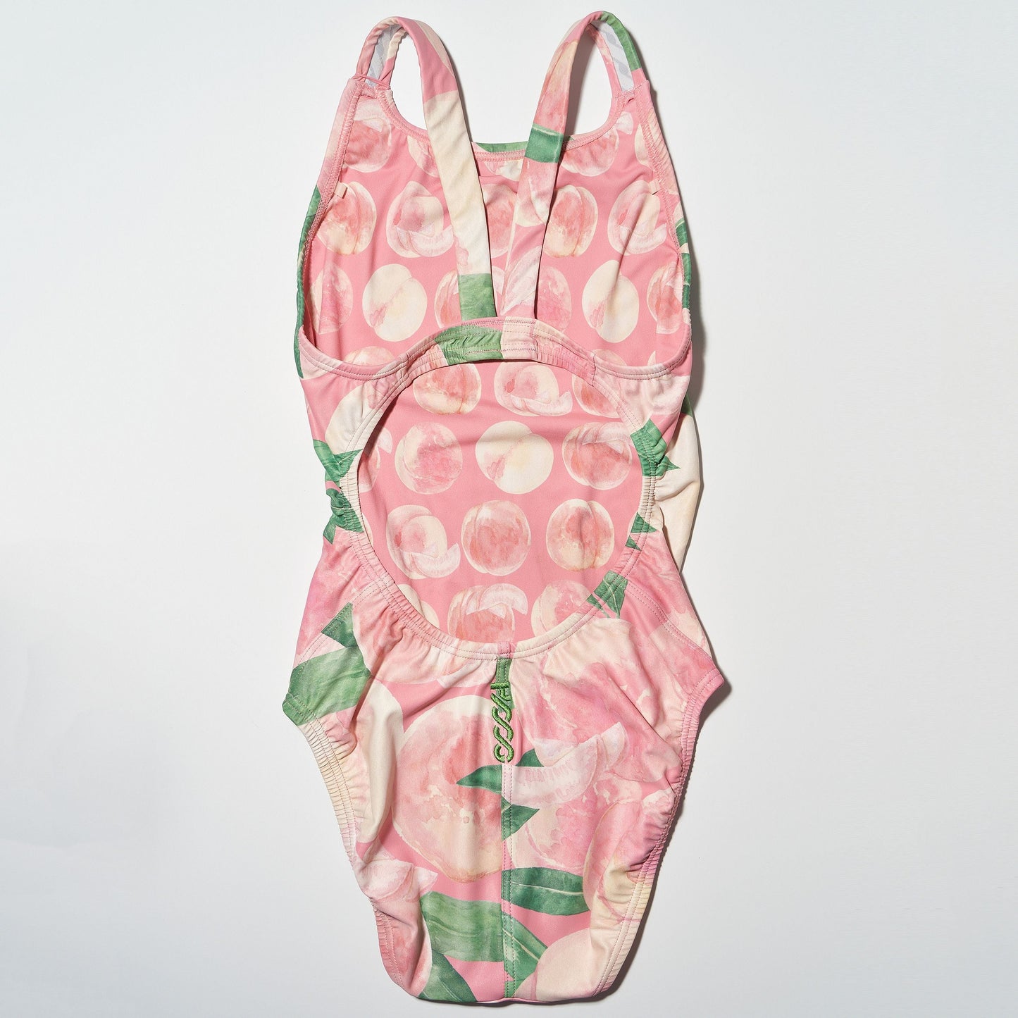 女士桃粉色印花专业泳衣