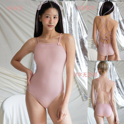 女士粉色专业泳衣