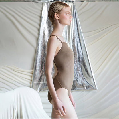 女士摩卡色专业泳衣