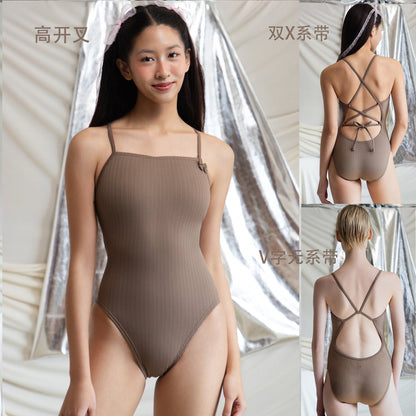 女士摩卡色专业泳衣