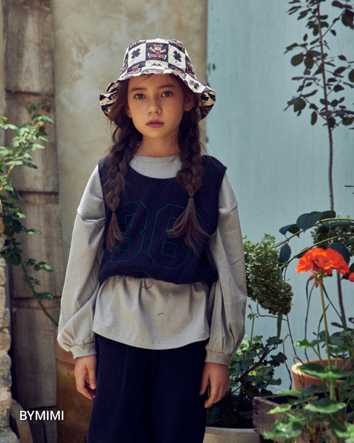 女童藏青色Logo灯芯绒背心