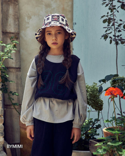 女童藏青色Logo灯芯绒背心