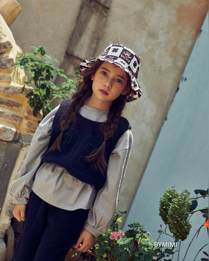 女童藏青色Logo灯芯绒背心