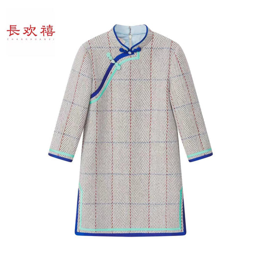 女童米白色"温润绵绵"羊毛旗袍