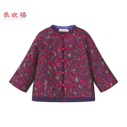 女童玫红色"栩栩繁花"加棉外套