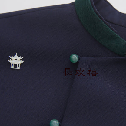 女童藏青色"远黛山峦"羊毛外套