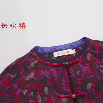 女童玫红色"栩栩繁花"加棉外套
