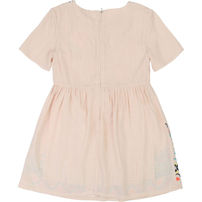 Girls Cream Embroidered Dress