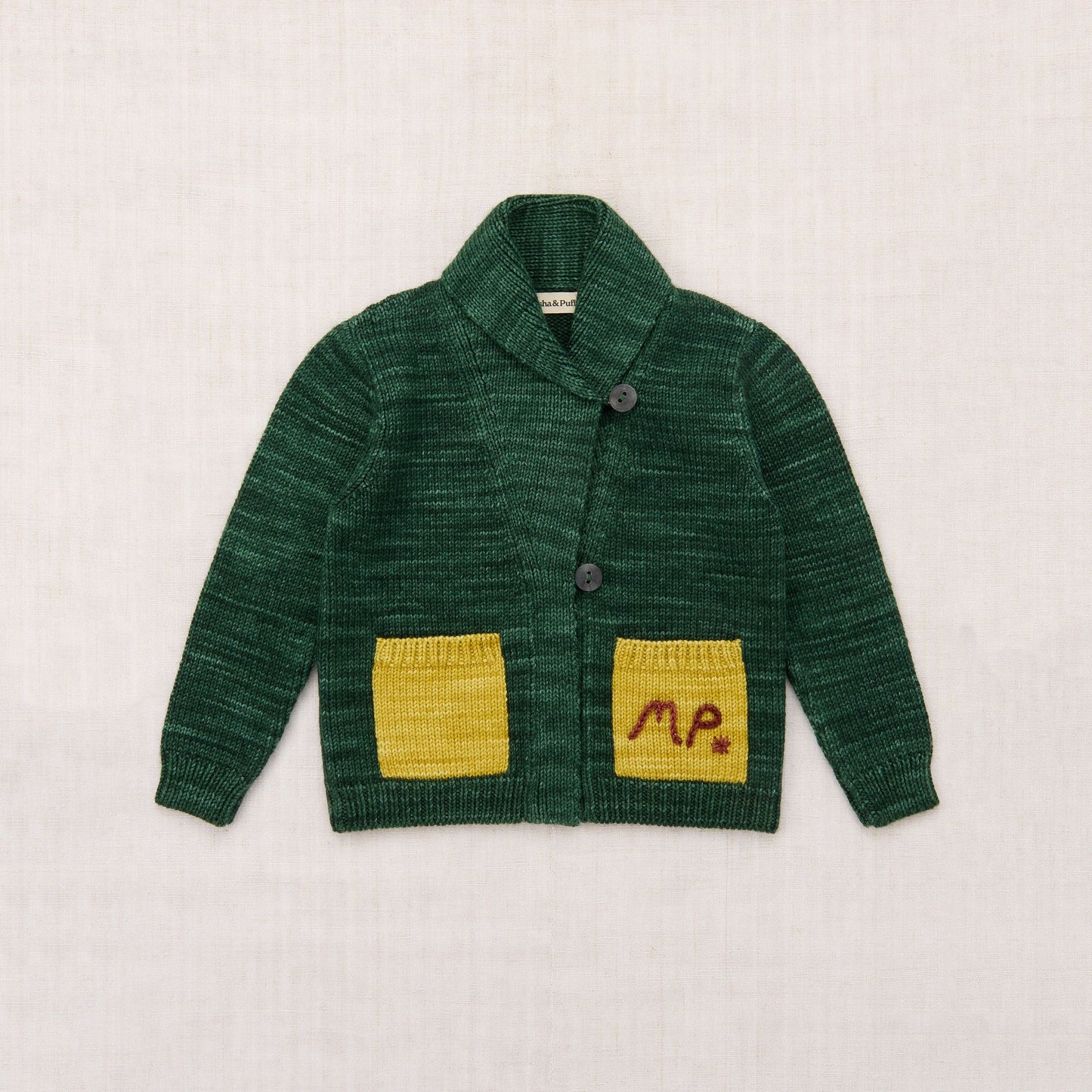 儿童绿色针织羊毛开衫
