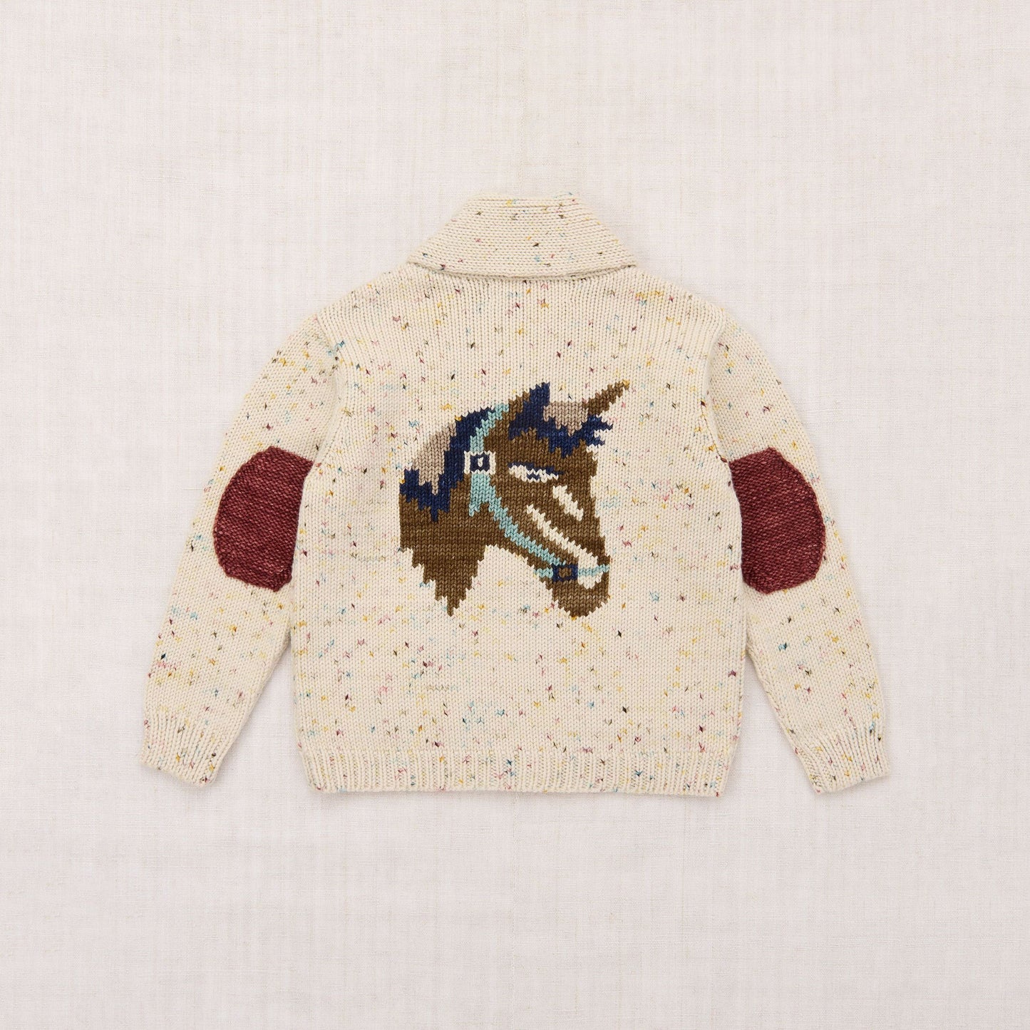 儿童奶油白针织羊毛开衫