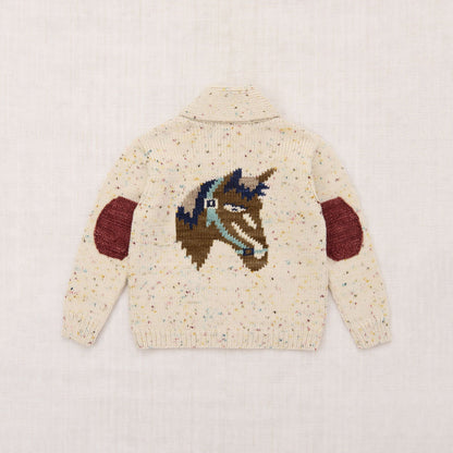 儿童奶油白针织羊毛开衫