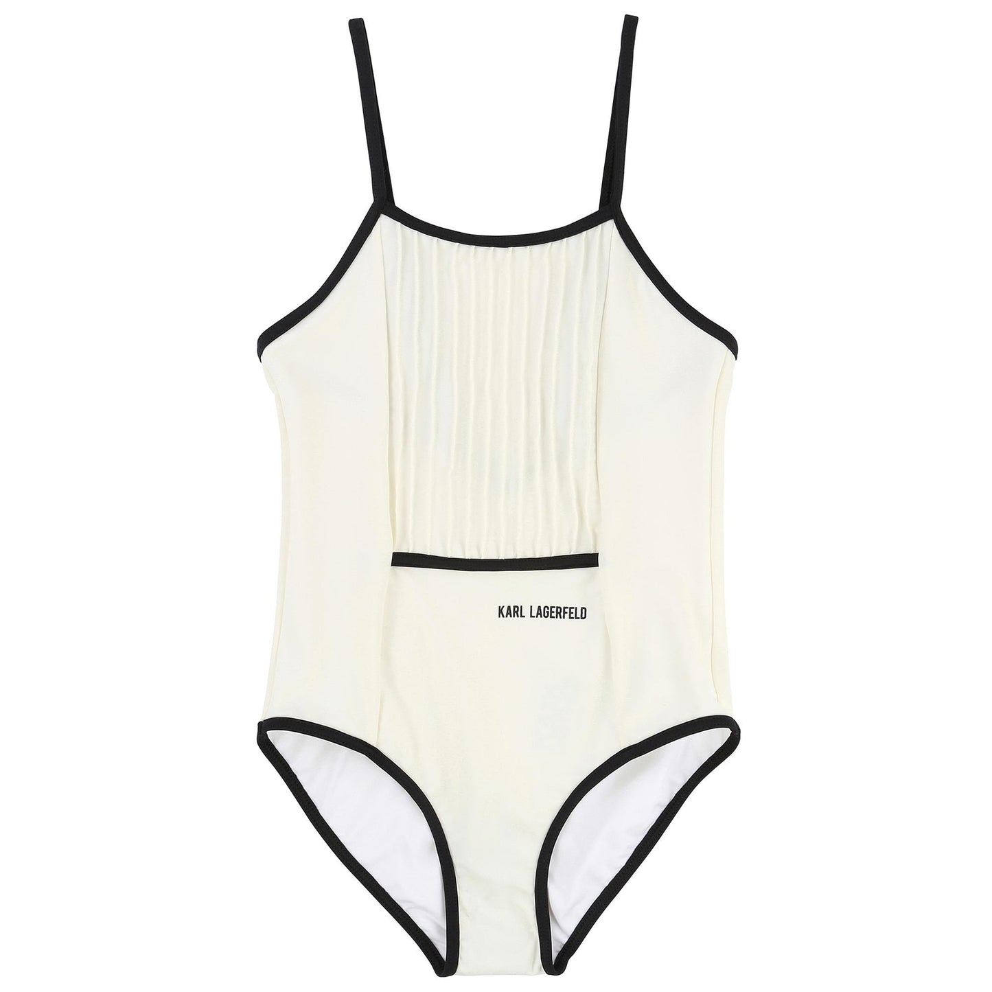 Girls Ivory Pleated Swimsuit