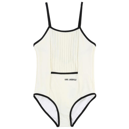Girls Ivory Pleated Swimsuit