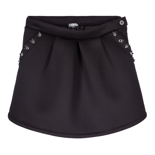 Girls Black Skirt With Patch Star Trims Pockets