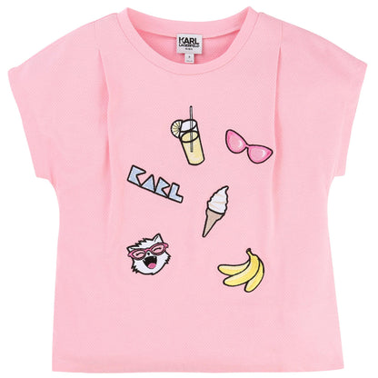 Girls Light Pink Cotton Jersey T-shirt
