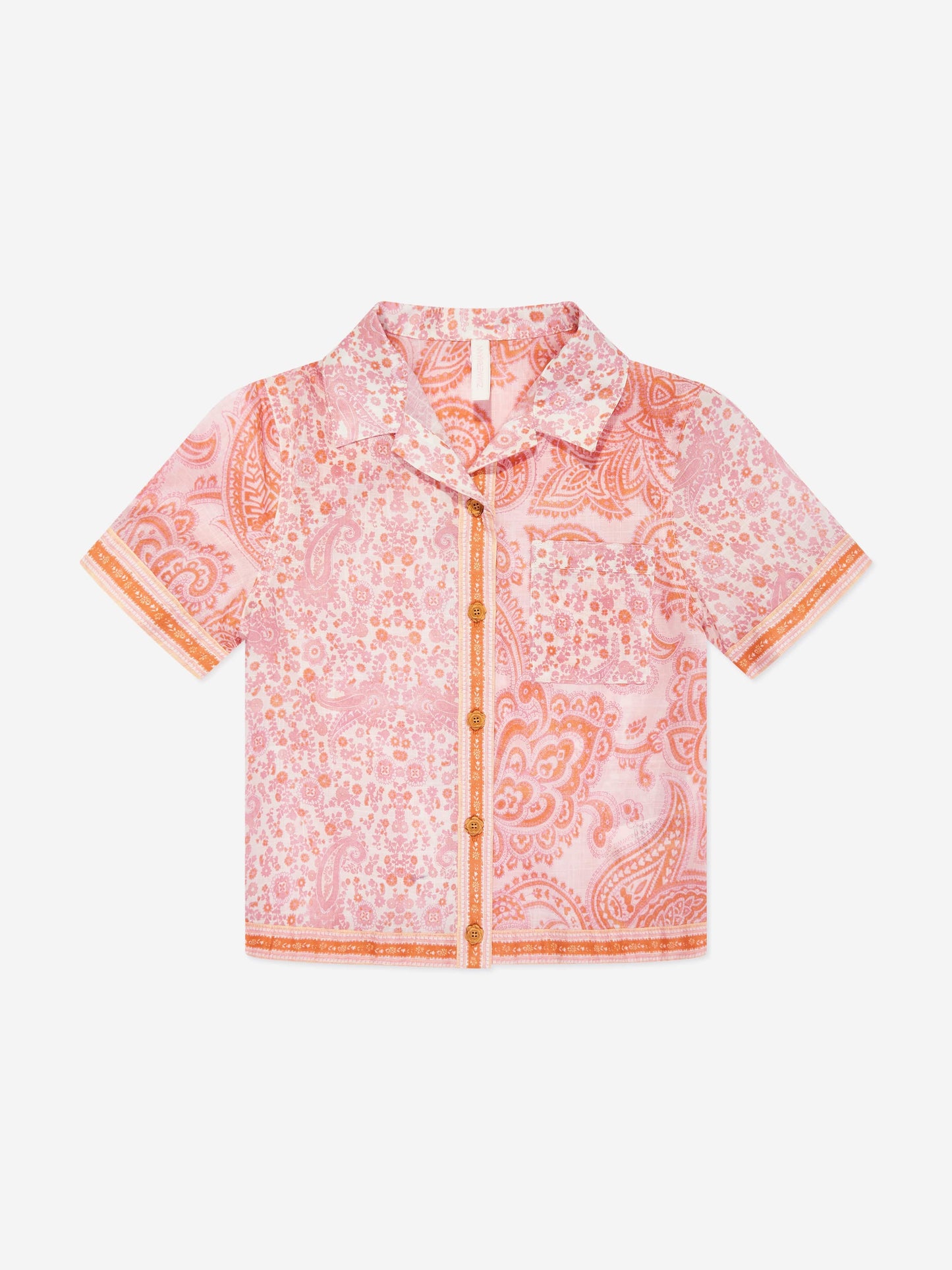 Zimmermann 女童佩斯利 Ottie 口袋衬衫（粉色）