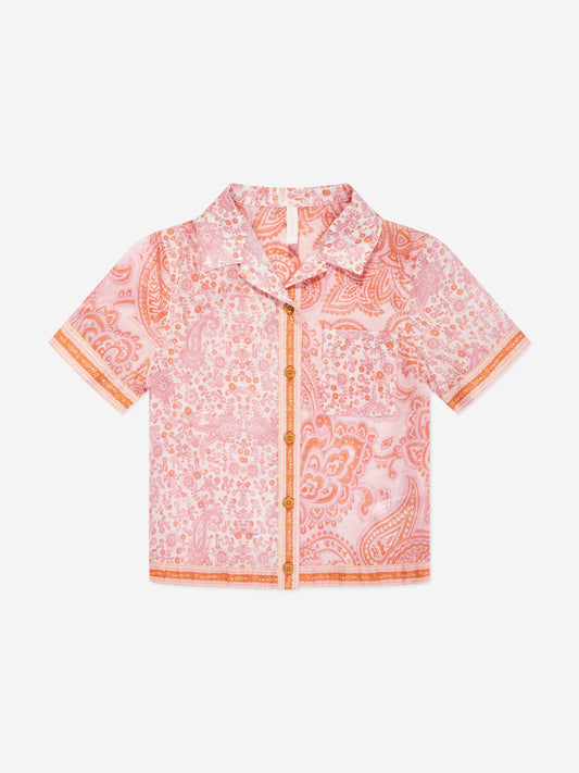 Zimmermann 女童佩斯利 Ottie 口袋衬衫（粉色）