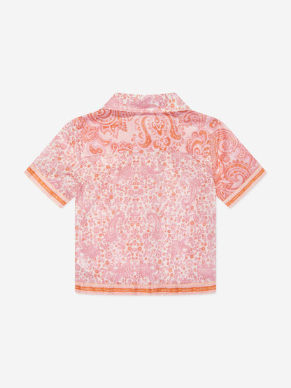 Zimmermann 女童佩斯利 Ottie 口袋衬衫（粉色）