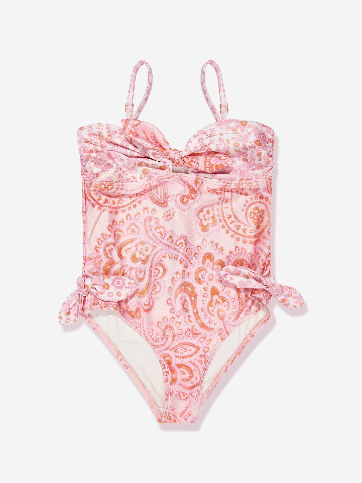 Zimmermann 女童 Paisley Ottie 系带前泳衣（粉色）