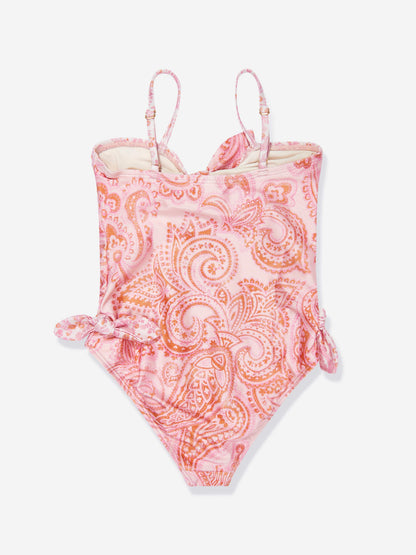 Zimmermann 女童 Paisley Ottie 系带前泳衣（粉色）