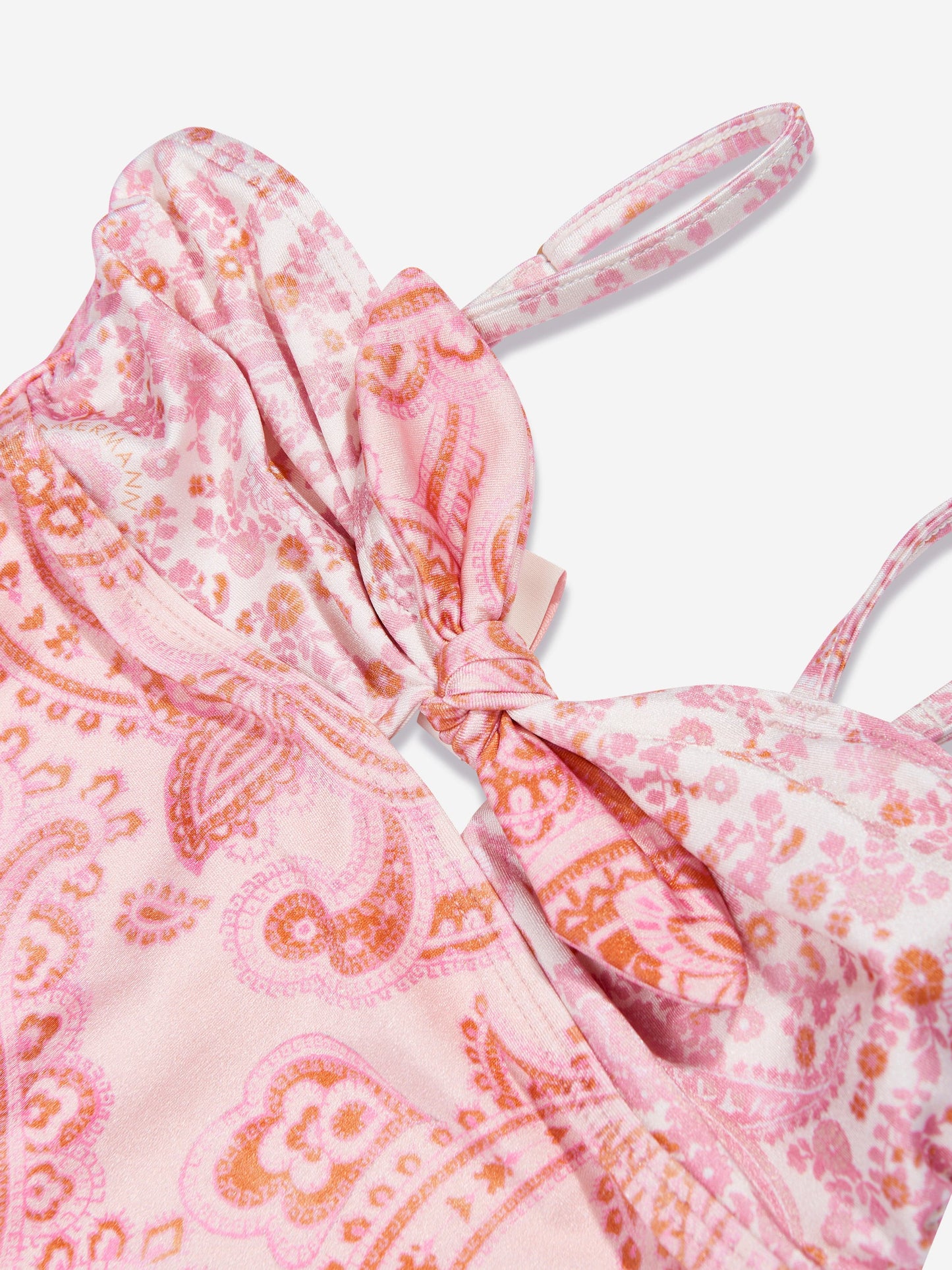 Zimmermann 女童 Paisley Ottie 系带前泳衣（粉色）