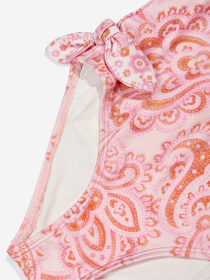 Zimmermann 女童 Paisley Ottie 系带前泳衣（粉色）