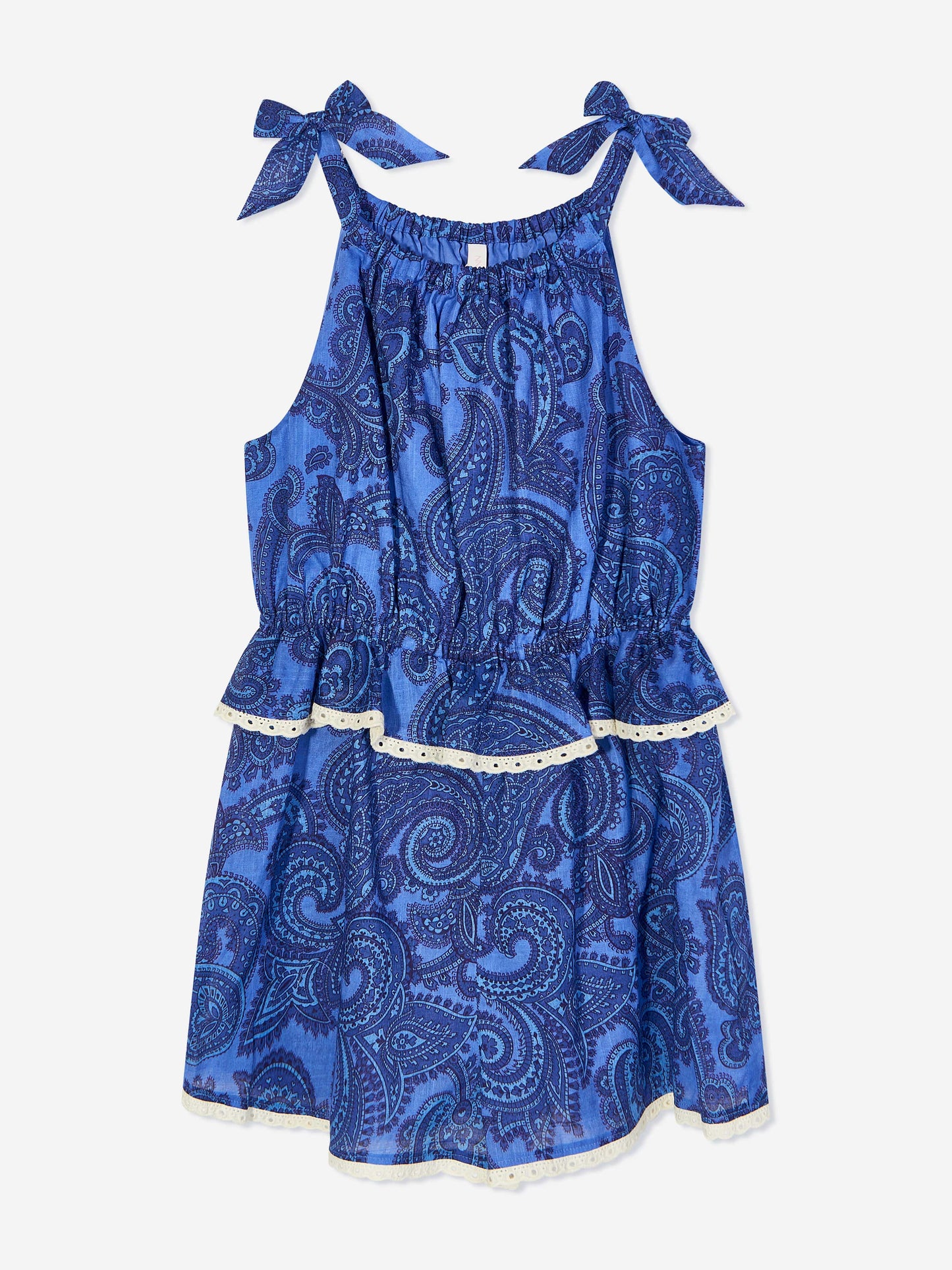 Zimmermann 女童蓝色佩斯利 Ottie 系带连身裤