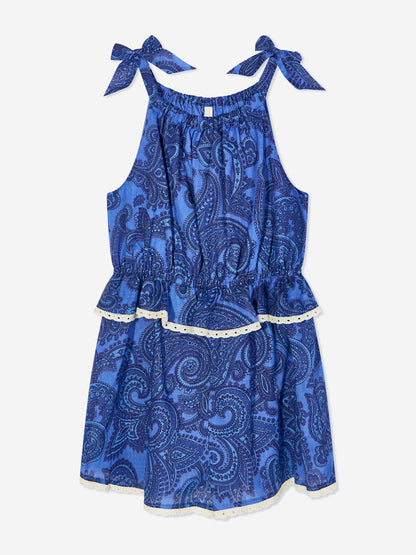 Zimmermann 女童蓝色佩斯利 Ottie 系带连身裤