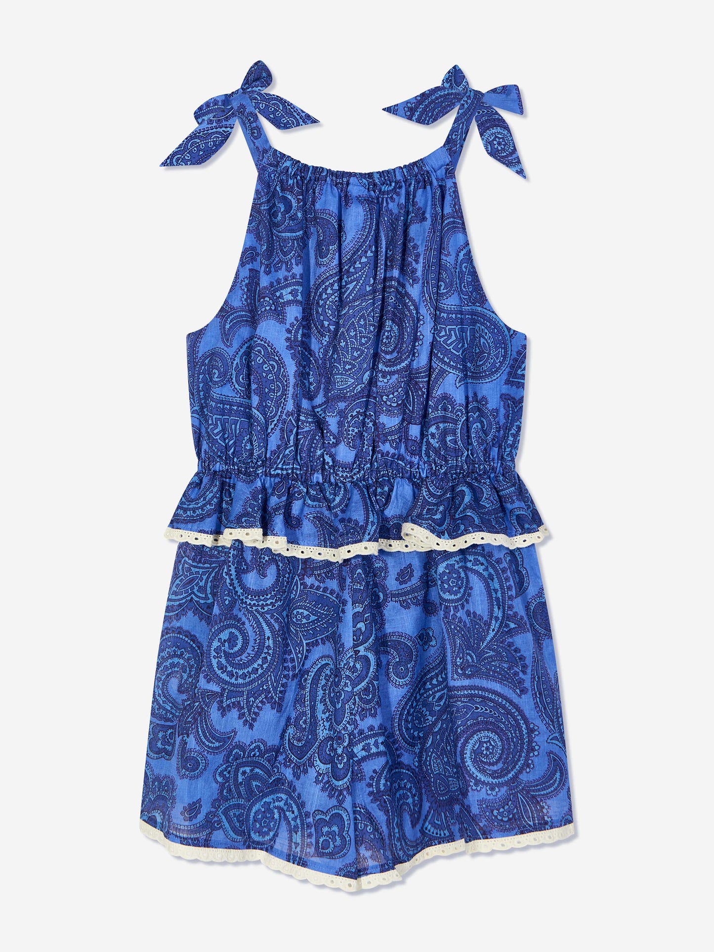 Zimmermann 女童蓝色佩斯利 Ottie 系带连身裤